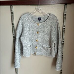 GAP Women's Gray Cardigan with Gold Buttons